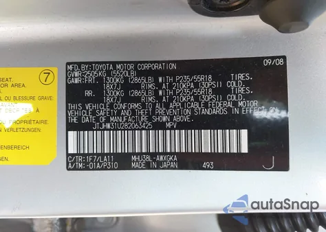 2008 Lexus Rx 400H from USA, damaged, VIN JTJHW31U282063425